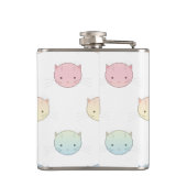 Cute Pastel Kat ziet roze Blauw Groen Geel Heupfles (Achterkant)