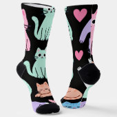 Cute Pastel Katten Crew Soks – Kitty Sokken (Gebogen)