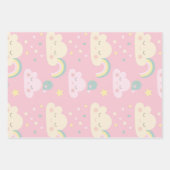 Cute Pastel Kawaii Clouds Rainbow Pattern Inpakpapier Vel (Voorkant)