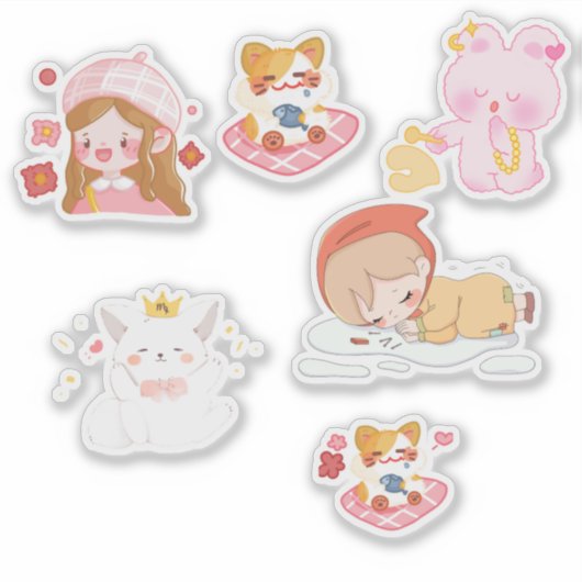 Cute Pastel Kawaii Stickers (Voorkant)