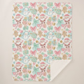 Cute Pastel Kawaii Winter Santa & Snowman Pattern Sherpa Deken (Voorkant)