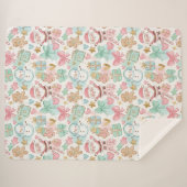 Cute Pastel Kawaii Winter Santa & Snowman Pattern Sherpa Deken (Voorkant (horizontaal))