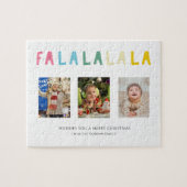 Cute Pastel Kerstmis La La La La 3 Photo Collage Legpuzzel (Horizontaal)