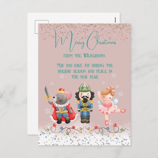 Cute Pastel Kerstmis Nutcracker Feestdagenkaart (Voorkant / Achterkant)