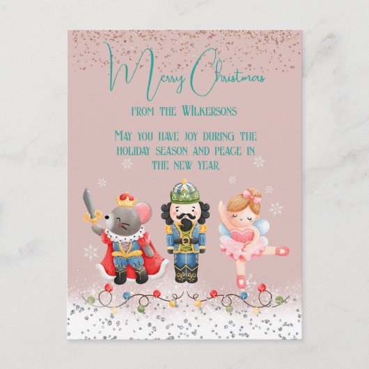 Cute Pastel Kerstmis Nutcracker Feestdagenkaart (Voorkant)