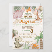 Cute Pastel Kids Playful Dinosaur Theme Birthday  Kaart (Voorkant)