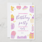 Cute Pastel Kinderfeestje Uitnodiging | Edita (Voorkant)