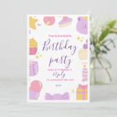 Cute Pastel Kinderfeestje Uitnodiging | Edita (Staand voorkant)