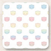 Cute Pastel Kitty Cat Facts Pattern Bier Onderzetter (Voorkant)