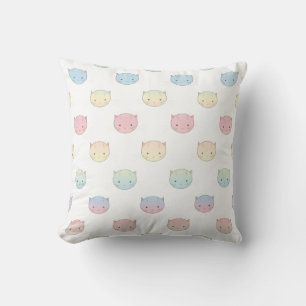 Cute Pastel Kitty Cat Facts Pattern Kussen