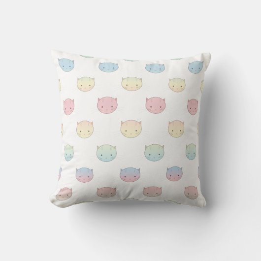 Cute Pastel Kitty Cat Facts Pattern Kussen (Voorkant)