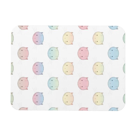Cute Pastel Kitty Cat Facts Pattern Magneet (Horizontaal)