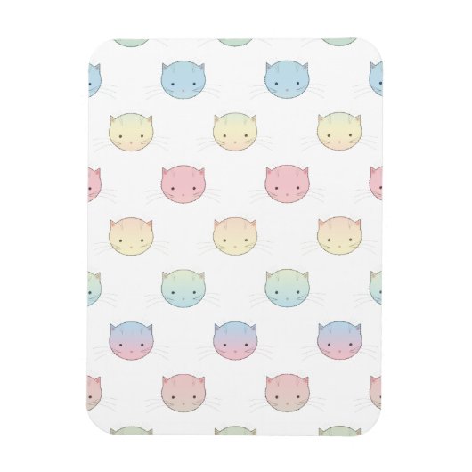 Cute Pastel Kitty Cat Facts Pattern Magneet (Verticaal)