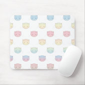 Cute Pastel Kitty Cat Facts Pattern Muismat (Met muis)