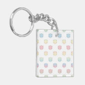 Cute Pastel Kitty Cat Facts Pattern Sleutelhanger (Voorkant Links)