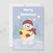 Cute Pastel kleuren Snowman die een ster vasthoudt Feestdagenkaart (Voorkant)