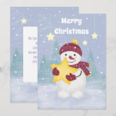 Cute Pastel kleuren Snowman die een ster vasthoudt Feestdagenkaart (Voorkant / Achterkant)