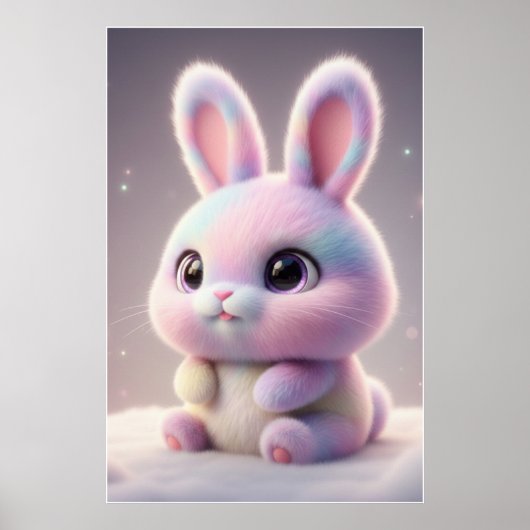 Cute Pastel Konijn – Kawaii Konijn Poster Kunst (Voorkant)