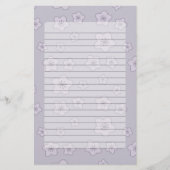 Cute Pastel Lavender Silver Cherry Blossom Pattern Briefpapier (Voorkant)