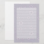Cute Pastel Lavender Silver Cherry Blossom Pattern Briefpapier (Voorkant / Achterkant)