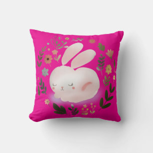 Cute Pastel Lente Konijn Bloemenkrans Kinderkamer Kussen