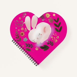 Cute Pastel Lente Konijn Bloemenkrans Kinderkamer Notitieboek