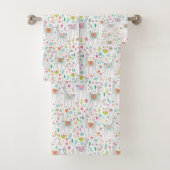 Cute Pastel Llama Pattern Bad Handdoek (Insitu)
