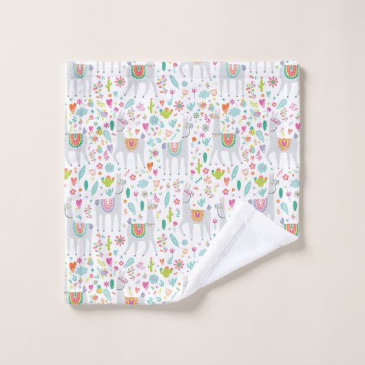 Cute Pastel Llama Pattern Bad Handdoek (Wasdoekje)