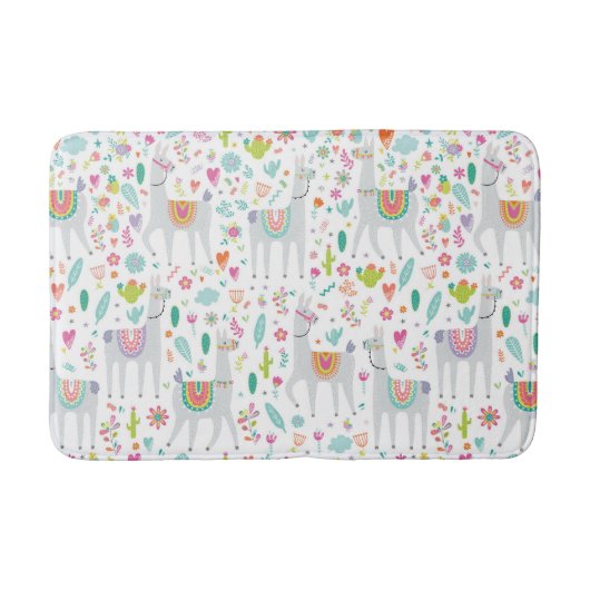 Cute Pastel Llama Pattern Badmat (Voorkant)