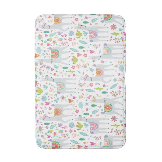 Cute Pastel Llama Pattern Badmat (Voorkant Verticaal)