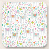 Cute Pastel Llama Pattern Bier Onderzetter (Voorkant)