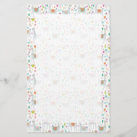 Cute Pastel Llama Pattern Briefpapier (Voorkant)