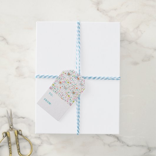 Cute Pastel Llama Pattern Cadeaulabel (Met Touw)