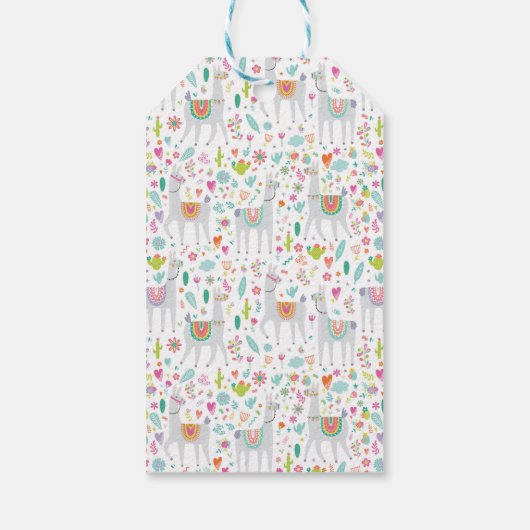 Cute Pastel Llama Pattern Cadeaulabel (Achterkant)
