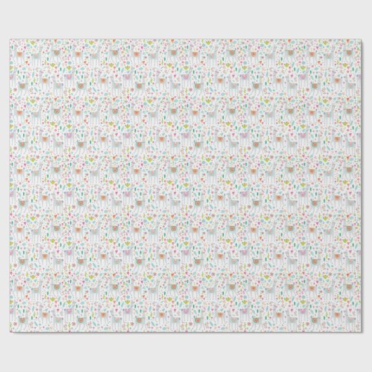 Cute Pastel Llama Pattern Cadeaupapier (Vlak)