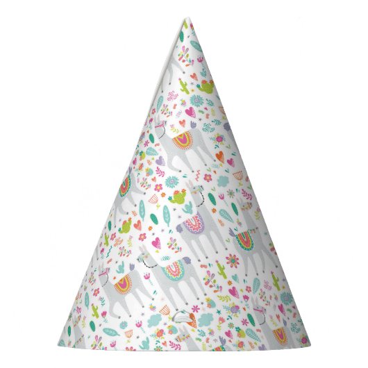 Cute Pastel Llama Pattern Feesthoedjes (Links)