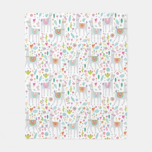 Cute Pastel Llama Pattern Fleece Deken (Voorkant)