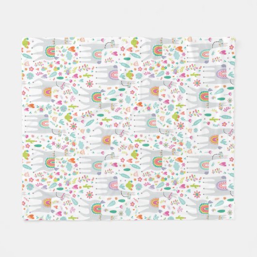 Cute Pastel Llama Pattern Fleece Deken (Voorkant (Horizontaal))