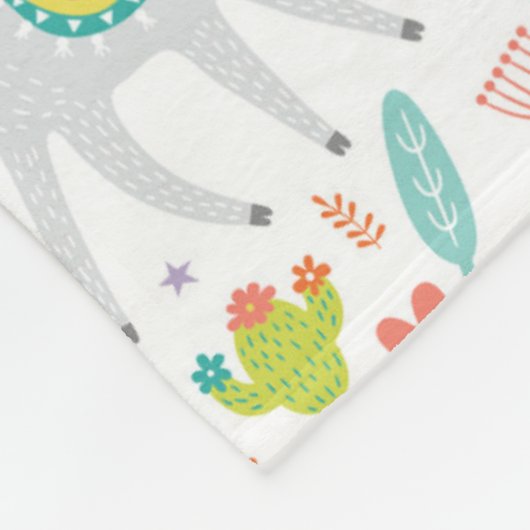 Cute Pastel Llama Pattern Fleece Deken (Hoek)