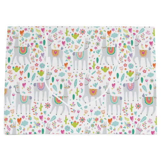 Cute Pastel Llama Pattern Groot Cadeauzakje (Voorkant)