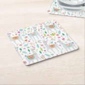 Cute Pastel Llama Pattern Kartonnen Onderzetters (Schuin)