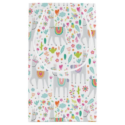 Cute Pastel Llama Pattern Klein Cadeauzakje (Achterkant)