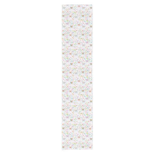 Cute Pastel Llama Pattern Korte Tafelloper (Voorkant)