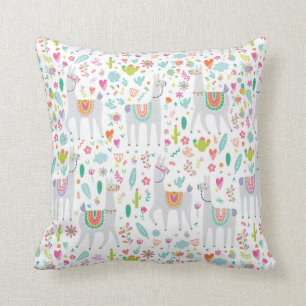 Cute Pastel Llama Pattern Kussen