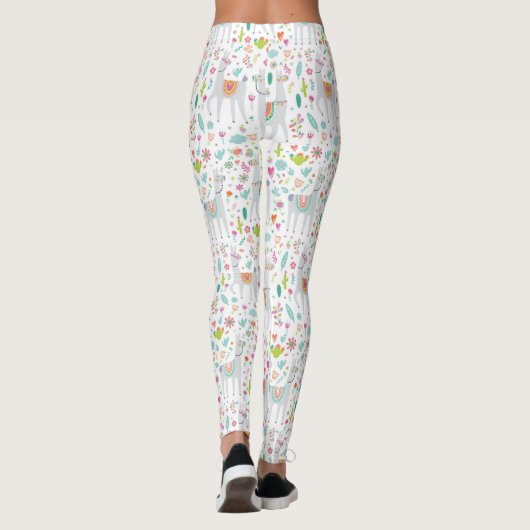 Cute Pastel Llama Pattern Leggings (Achterkant)