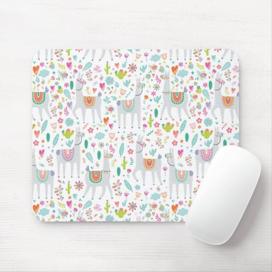 Cute Pastel Llama Pattern Muismat (Met muis)