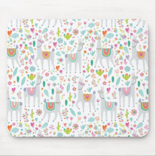 Cute Pastel Llama Pattern Muismat