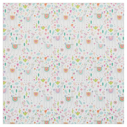 Cute Pastel Llama Pattern Stof (Swatch)