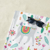 Cute Pastel Llama Pattern Strandlaken (In situ)