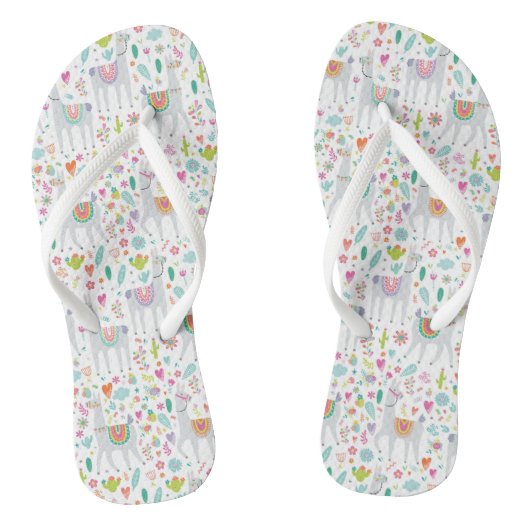 Cute Pastel Llama Pattern Teenslippers (Voetbed)